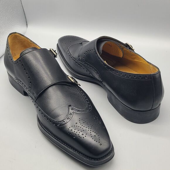 Magnanni  mens shoes Yuma Wingtip Double Strap Monk Brogue Black  US 14/ 47 NEW main image 4